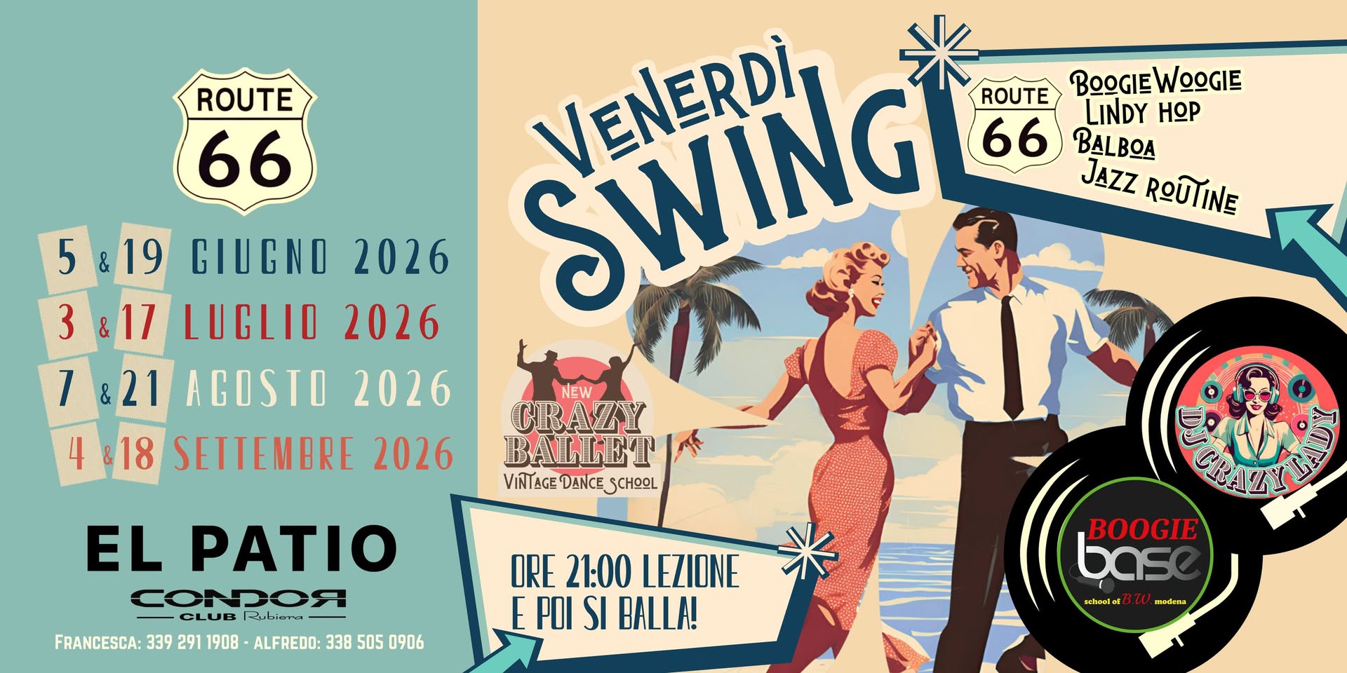 Evento Venerdì Swing – Lezione e poi si balla! Locandina Venerdì Swing – Lezione e poi si balla! - da venerdì 5 giugno - venerdì 18 settembre 2026 ore 21:00 ore 01:15