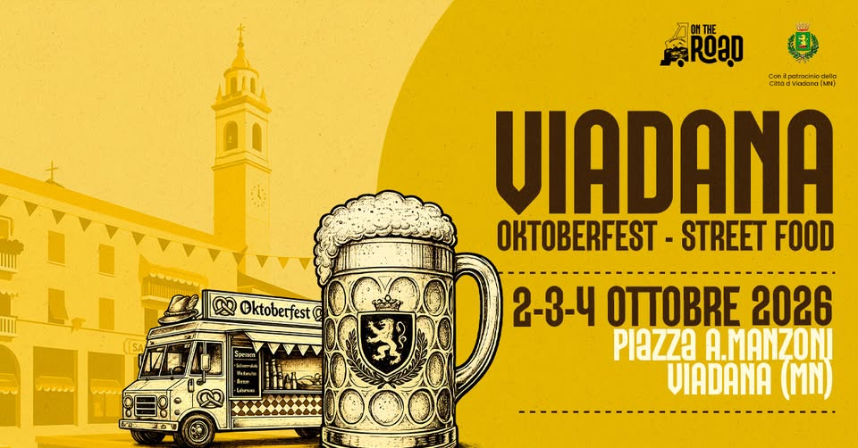 Evento Viadana Oktoberfest Street Food 2 – 3 – 4 Ottobre 2026 – Piazza A. Manzoni – Viadana (Mn) Locandina Viadana Oktoberfest Street Food 2 – 3 – 4 Ottobre 2026 – Piazza A. Manzoni – Viadana (Mn) - da venerdì 2 ottobre - domenica 4 ottobre 2026 ore 11:00 ore 00:00