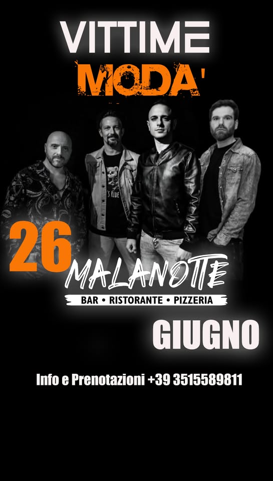 Evento Vittimemoda’@Malanotte Locandina Vittimemoda’@Malanotte - venerdì 26 giugno ore 21:30 - 23:30