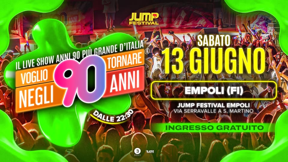 Evento Voglio Tornare Negli Anni 90 r – Empoli (FI) Locandina Voglio Tornare Negli Anni 90 r – Empoli (FI) - sabato 13 giugno ore 22:30 - 00:30