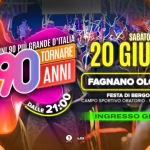 Voglio Tornare Negli Anni 90 ® • Fagnano Olona (VA) Potrebbe essere un'immagine raffigurante il seguente testo "IL ILLIVE LIVE SHOW NEGLI R90 90 ANNI ANNI 90 ρια GRANDE D'ITALIA TORNARE VOGLIO FESTA DI BERGORO 2026 DALLE 21:00 CAMPO SPORTIVO ORATORIO PIAZZA SAN GIOVANNI SABATO 20 GIUGNO FAGNANO OLONA (VA) INGRESSO GRATUITO 3 SRAYE US"