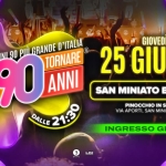 Voglio Tornare Negli Anni 90 ® • San Miniato Basso (PI) Potrebbe essere un'immagine raffigurante il seguente testo "GRANDE D'ITALIA IL LIVE ILLIVE SHOW ANNI 90 TORNARE VOGLIO NEGLI 90 ANNI DALLE 21:30 GIOVEDÌ 25 GIUGNO SAN MNTO (PI) PINOCCHIO IN STRADA VIA APORTI, SAN MNIATO BASSO INGRESSO GRATUITO 3 5RAVE US"