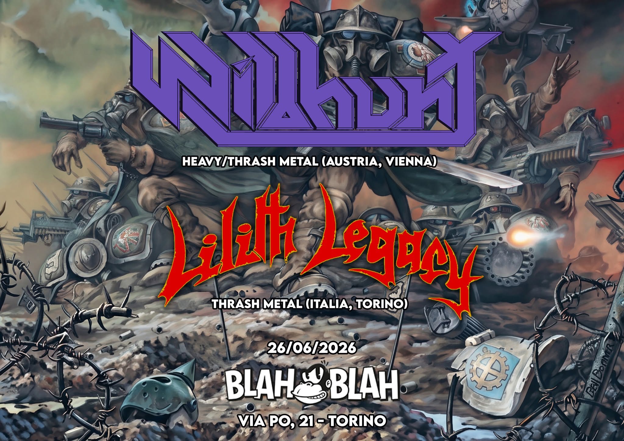 Evento WILDHUNT (Heavy Thrash) LILITH LEGACY (Thrash Metal) Live al Blah Blah Locandina WILDHUNT (Heavy Thrash) LILITH LEGACY (Thrash Metal) Live al Blah Blah - venerdì 26 giugno ore 21:00 - 23:00