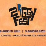 Ziggy Fest 2026 Potrebbe essere un'illustrazione raffigurante il seguente testo "팀더 聞 百 8 AGOSTO 2026 I 9 AGOSTO 2026 SPAZIO IL PASSEL LOCALITA PASSEL 332, ANGROGNA (TO)"
