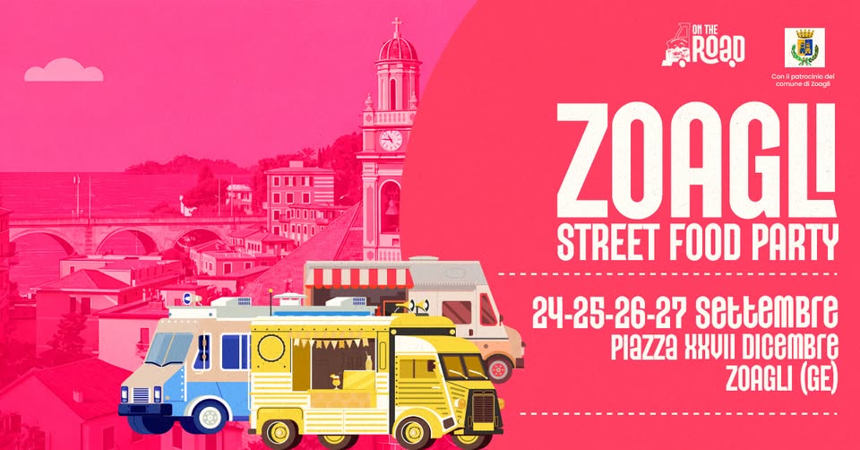 Evento Zoagli Street Food Party 24, 25, 26, 27 Settembre 2026 – Piazza Xxvii Dicembre, Zoagli (Ge) Locandina Zoagli Street Food Party 24, 25, 26, 27 Settembre 2026 – Piazza Xxvii Dicembre, Zoagli (Ge) - da giovedì 24 settembre - domenica 27 settembre 2026 ore 11:00 ore 00:00