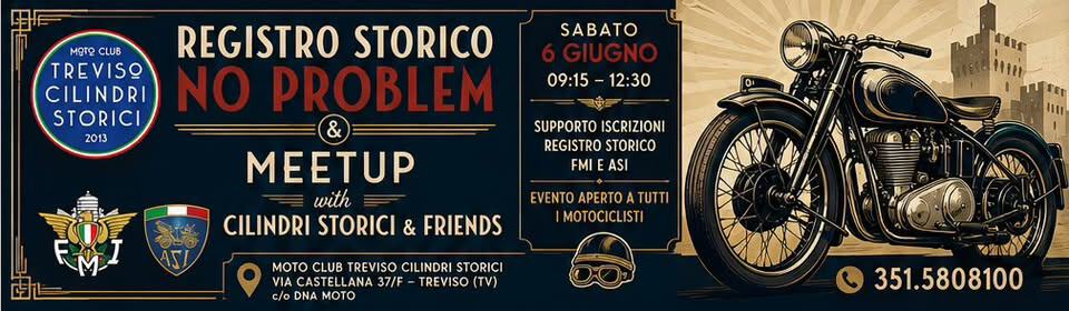 Evento 06/06 Registro Storico No Problem Meetup Open Club Locandina 06/06 Registro Storico No Problem Meetup Open Club - sabato 6 giugno ore 09:15 - 12:30