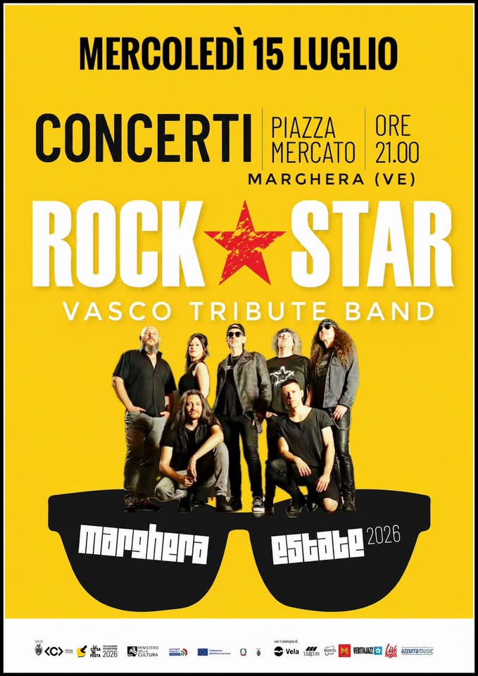 Evento 15/07 ROCK STAR live – Marghera Estate 2026 – Marghera (VE) Locandina 15/07 ROCK STAR live – Marghera Estate 2026 – Marghera (VE) - mercoledì 15 luglio ore 21:00 - 23:00