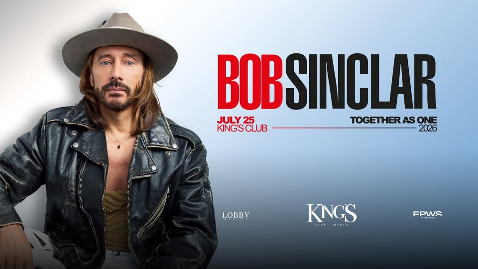 Evento 25.07 Bob Sinclar Locandina 25.07 Bob Sinclar - da sabato 25 luglio - domenica 26 luglio 2026 ore 23:30 ore 06:00