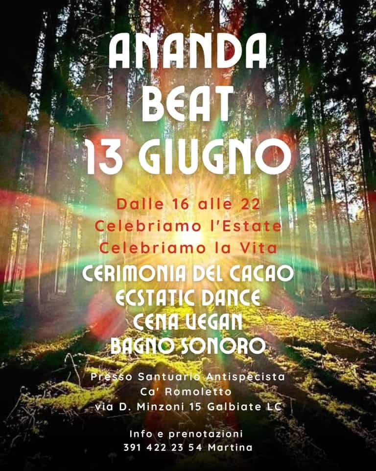 Evento Ananda Beat – Battito Di Beatitudine Locandina Ananda Beat – Battito Di Beatitudine - sabato 13 giugno ore 16:00 - 18:00