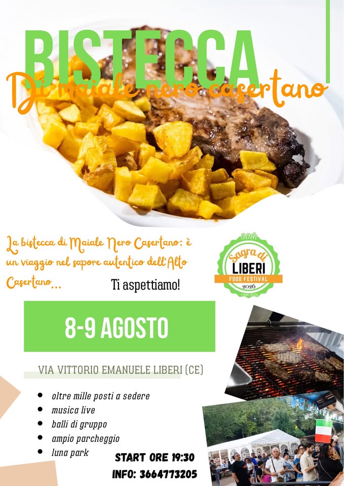 Evento Bistecca di maiale nero casertano Locandina Bistecca di maiale nero casertano - sabato 8 agosto ore 19:30 - 00:00