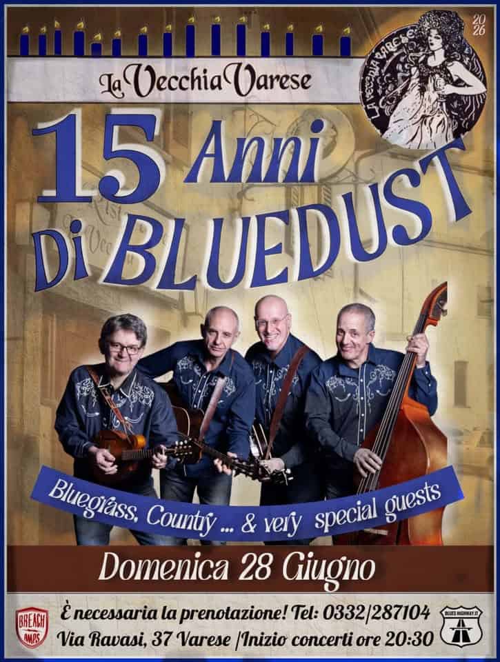 Evento 15 anni di Bluedust! Locandina 15 anni di Bluedust! - domenica 28 giugno ore 20:30 - 22:30