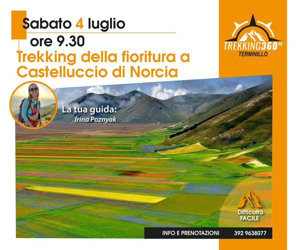 Evento Trekking della fioritura a Castelluccio di Norcia Locandina Trekking della fioritura a Castelluccio di Norcia - sabato 4 luglio ore 09:30 - 14:30