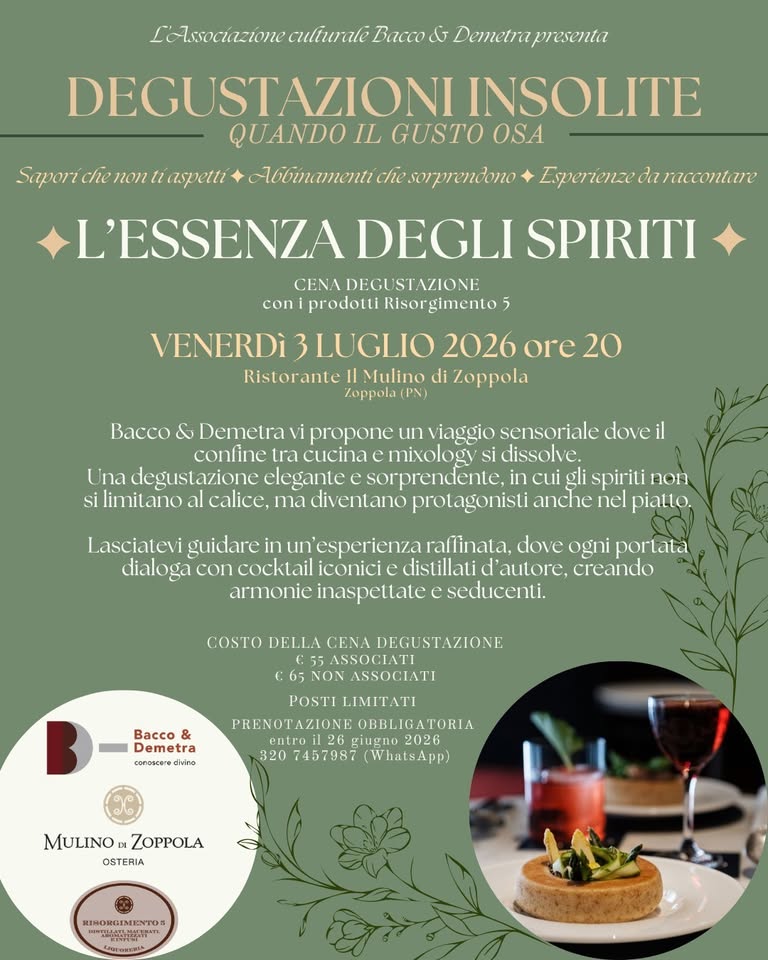 Evento Degustazioni Insolite L’Essenza degli Spiriti Locandina Degustazioni Insolite L’Essenza degli Spiriti - venerdì 3 luglio ore 20:00 - 22:00
