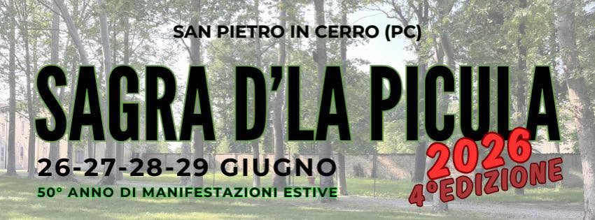 Evento Sagra D’la Picula 2026 Locandina Sagra D’la Picula 2026 - da venerdì 26 giugno - domenica 28 giugno 2026 ore 00:00