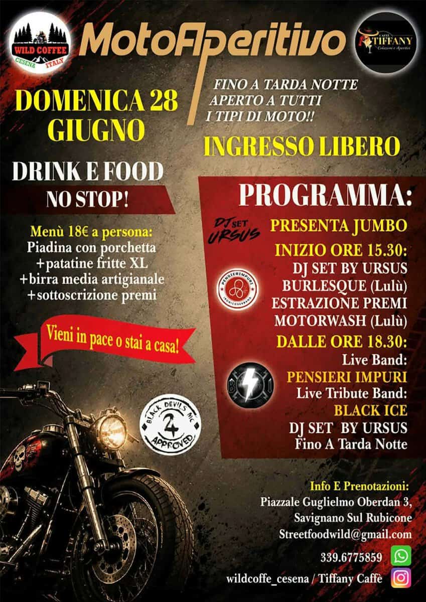 Evento MotoApertivo WildCoffeeXCaffèTiffany Locandina MotoApertivo WildCoffeeXCaffèTiffany - domenica 28 giugno ore 15:30 - 17:30