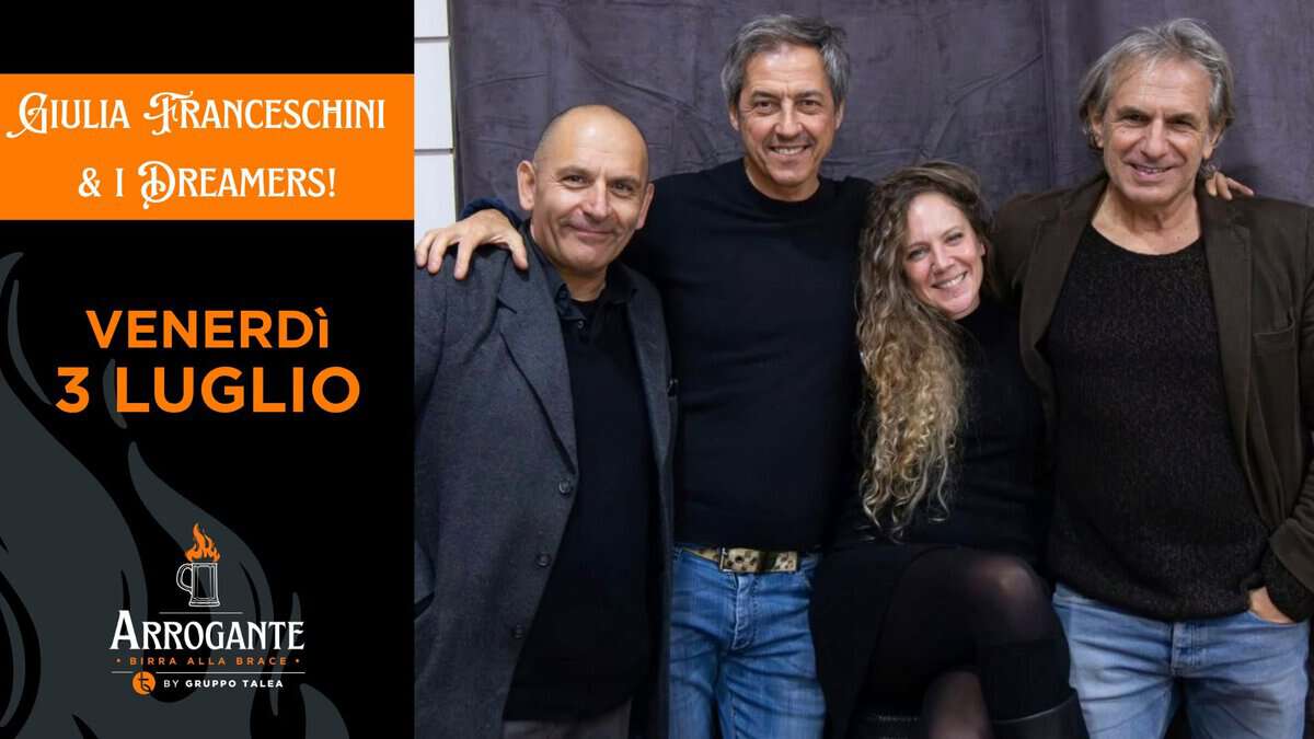 Evento Giulia Franceschini & i Dreamers Arrogante, Noventa Padovana Locandina Giulia Franceschini & i Dreamers Arrogante, Noventa Padovana - venerdì 3 luglio ore 21:00 - 23:00