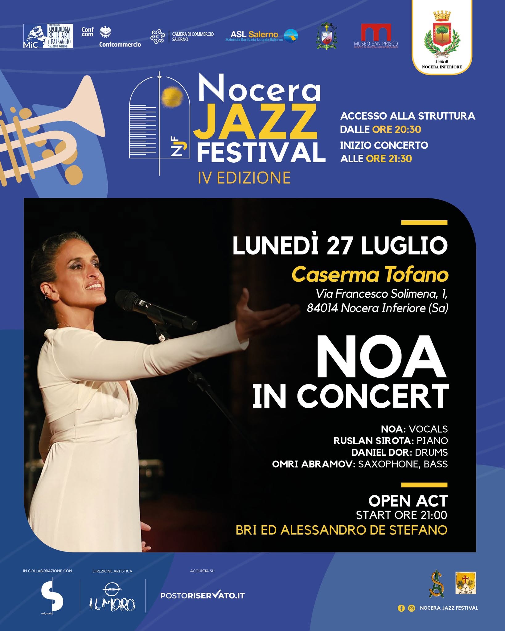 Evento lunedì 27 luglio Nocera Jazz Festival Noa in concert Locandina lunedì 27 luglio Nocera Jazz Festival Noa in concert - lunedì 27 luglio ore 20:30 - 22:30