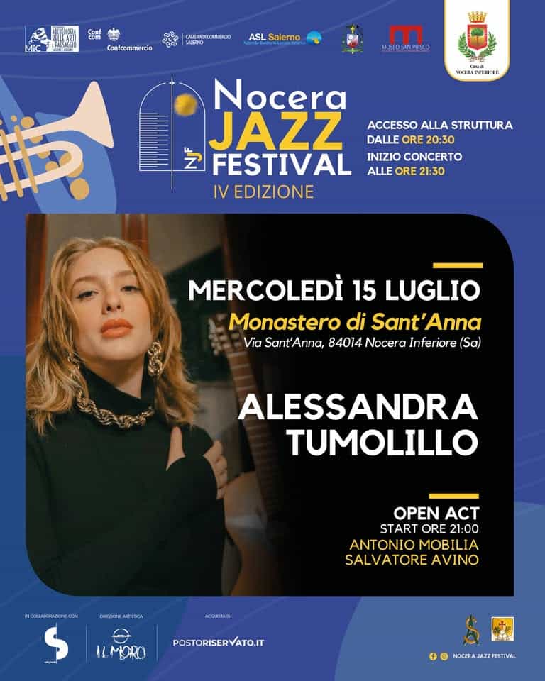 Evento mercoledì 15 luglio Nocera Jazz Festival Alessandra Tumolillo Locandina mercoledì 15 luglio Nocera Jazz Festival Alessandra Tumolillo - mercoledì 15 luglio ore 20:30 - 22:30