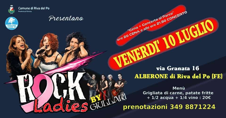 Evento Rock Ladies Cena Concerto Al Parco Alberone (Fe) Locandina Rock Ladies Cena Concerto Al Parco Alberone (Fe) - venerdì 10 luglio ore 20:00 - 22:00