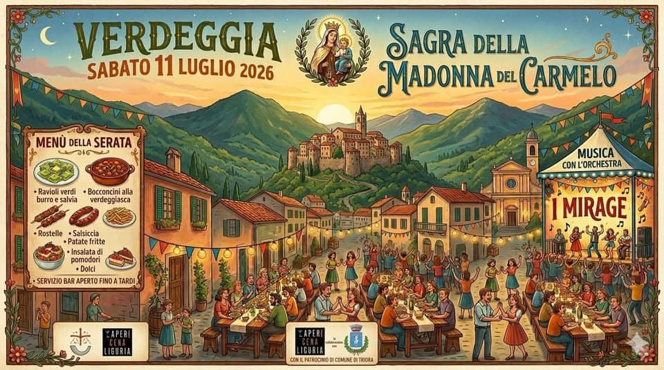 Evento Sagra della Madonna Del Carmelo – Sabato 11 Luglio 2026 – Verdeggia ( im ) Locandina Sagra della Madonna Del Carmelo – Sabato 11 Luglio 2026 – Verdeggia ( im ) - sabato 11 luglio ore 19:00 - 21:00