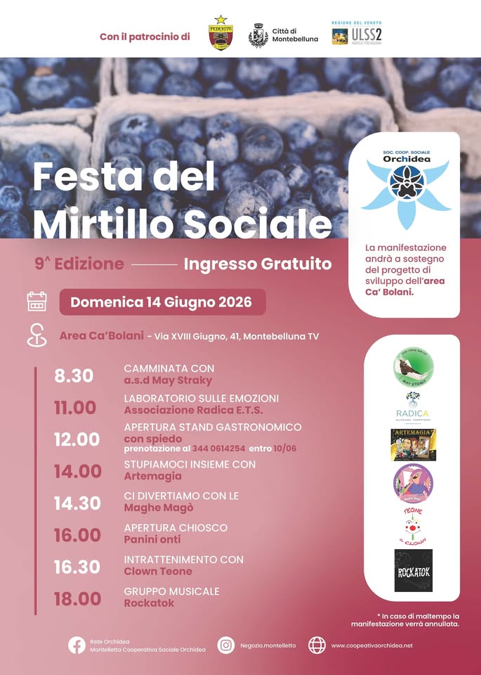 Evento 9º Festa del Mirtillo Sociale Locandina 9º Festa del Mirtillo Sociale - domenica 14 giugno ore 08:30 - 23:00