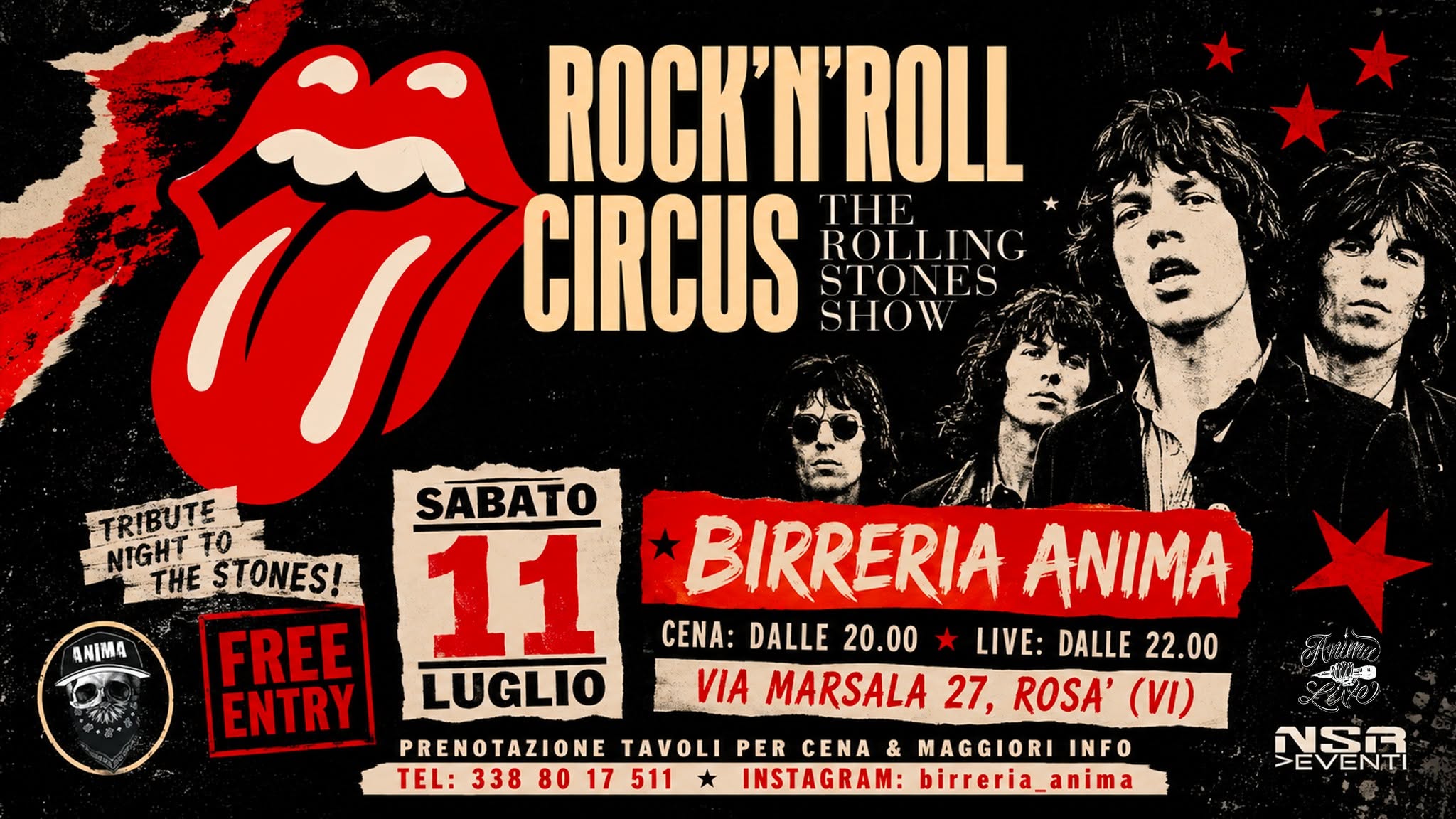 Evento Rock’n’Roll Circus – The Rolling Stones Show @ANIMA (Cena Live) Locandina Rock’n’Roll Circus – The Rolling Stones Show @ANIMA (Cena Live) - sabato 11 luglio ore 21:45 - 23:45