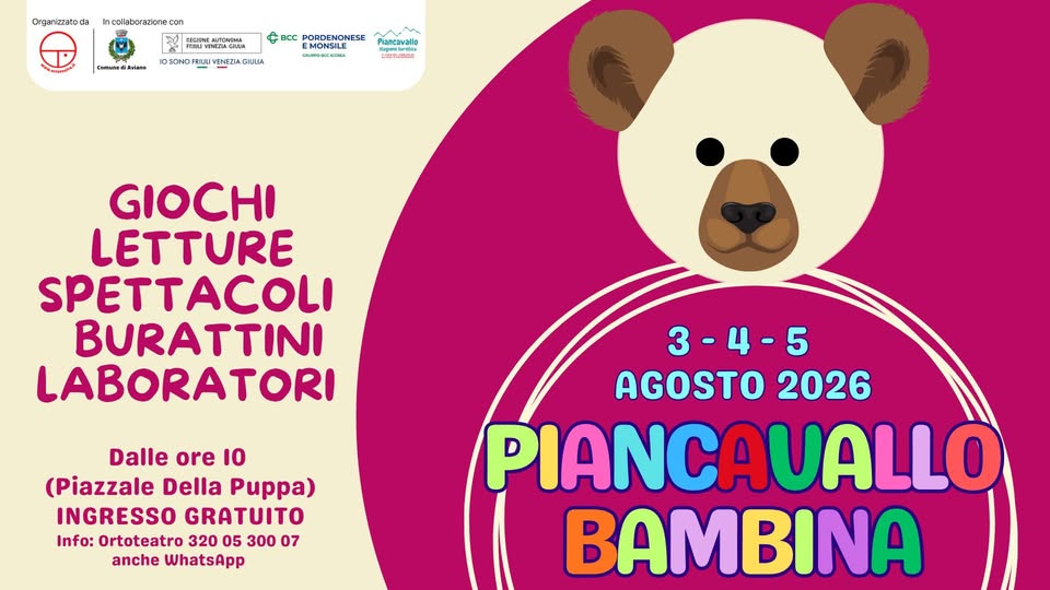 Evento Piancavallo Bambina Con Ortoteatro Locandina Piancavallo Bambina Con Ortoteatro - da lunedì 3 agosto - mercoledì 5 agosto 2026 ore 10:00 ore 16:30
