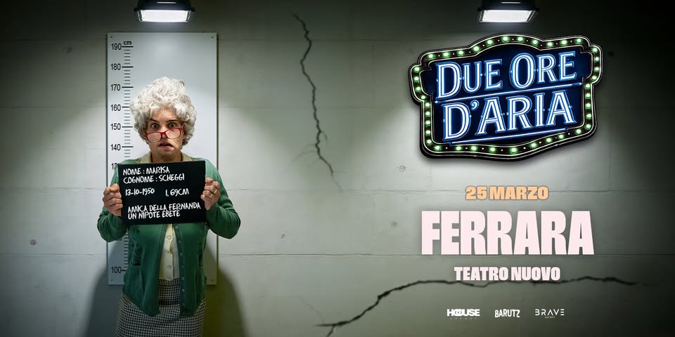 Evento BARUTZ presenta DUE ORE D’ARIA Ferrara – Teatro Nuovo Locandina BARUTZ presenta DUE ORE D’ARIA Ferrara – Teatro Nuovo - giovedì 25 marzo ore 21:00 - 23:00