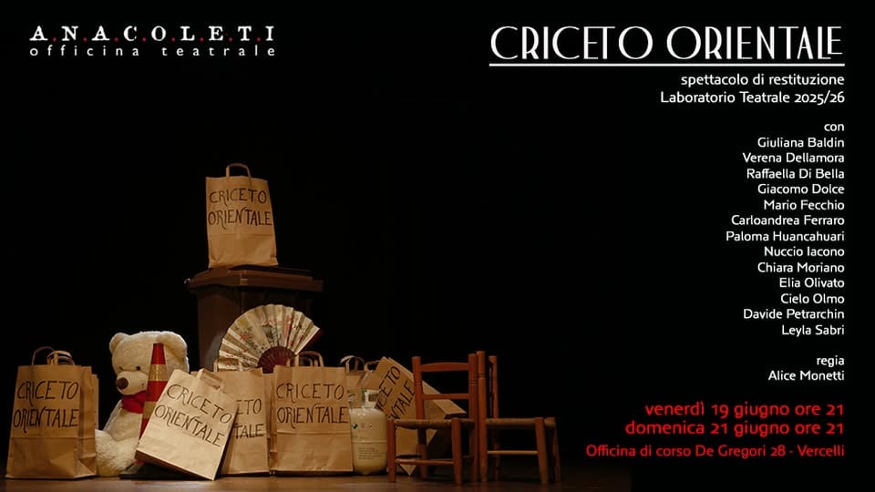 Evento Criceto Orientale Locandina Criceto Orientale - da venerdì 19 giugno - domenica 21 giugno 2026 ore 21:00 ore 22:00