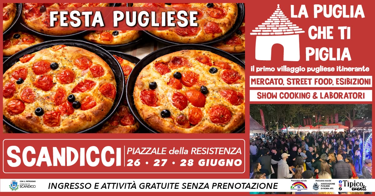 Evento Scandicci – La Puglia Che Ti Piglia Festa Pugliese Locandina Scandicci – La Puglia Che Ti Piglia Festa Pugliese - venerdì 26 giugno ore 18:00 - 20:00