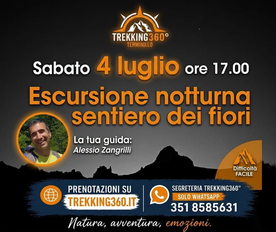 Evento Escursione notturna sentiero dei fiori Locandina Escursione notturna sentiero dei fiori - sabato 4 luglio ore 17:00 - 22:00