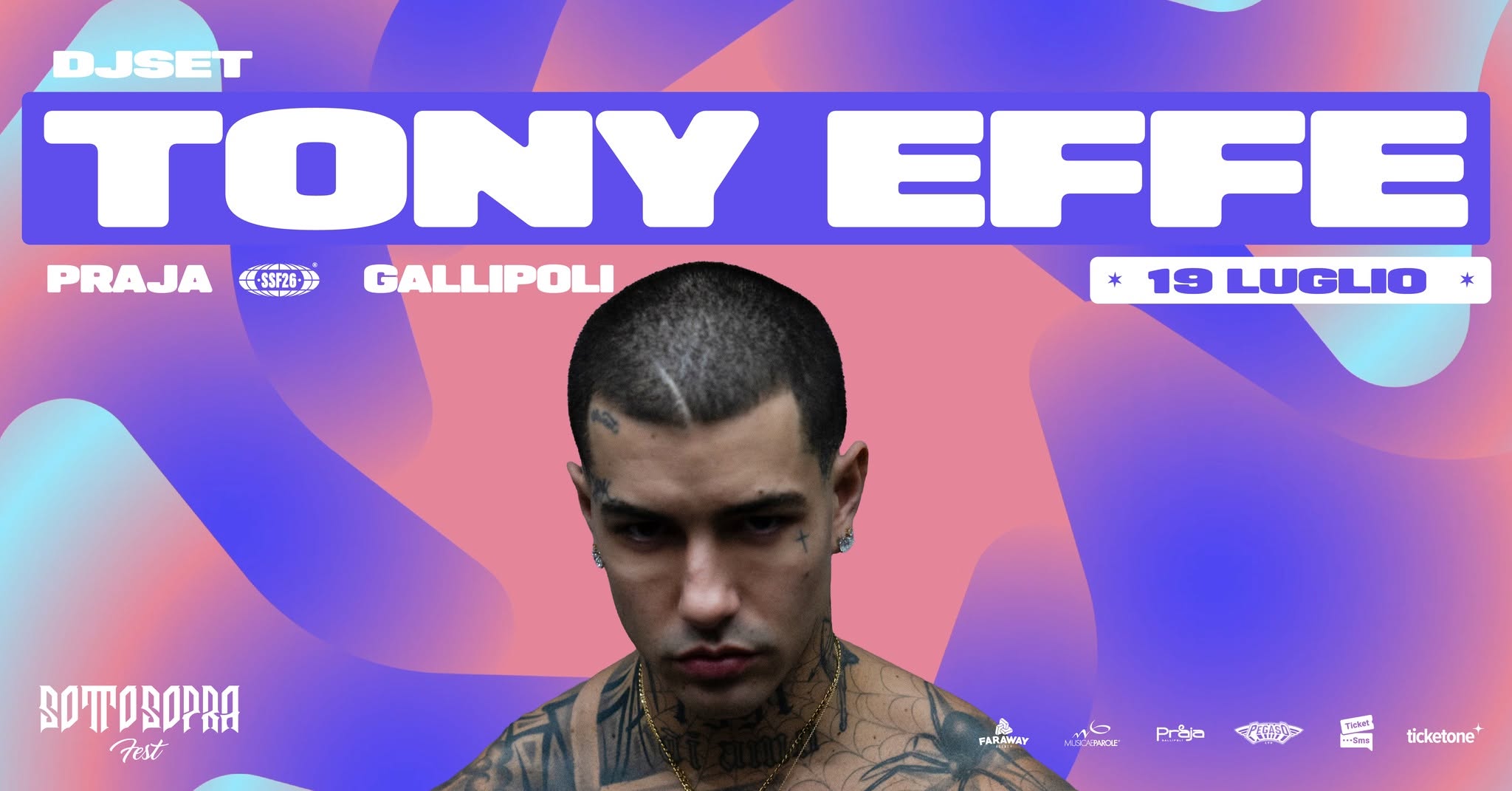 Evento Tony Effe – Praja, Gallipoli Sottosopra Fest Locandina Tony Effe – Praja, Gallipoli Sottosopra Fest - domenica 19 luglio ore 23:00 - 01:00