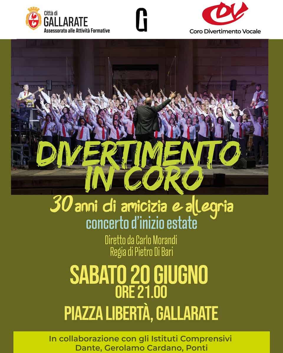 Evento DIVERTIMENTO IN CORO – 30 anni di amicizia e allegria Locandina DIVERTIMENTO IN CORO – 30 anni di amicizia e allegria - sabato 20 giugno ore 21:00 - 23:00