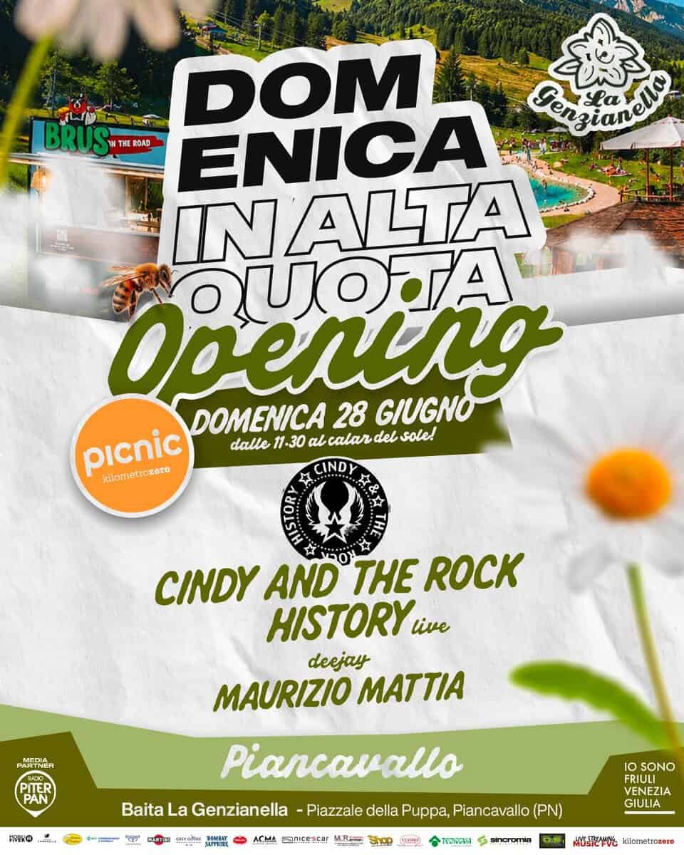 Evento Domenica in Alta Quota con CINDY & THE ROCKS HISTORY a Piancavallo, La Genzianella Locandina Domenica in Alta Quota con CINDY & THE ROCKS HISTORY a Piancavallo, La Genzianella - domenica 28 giugno ore 11:30 - 13:30