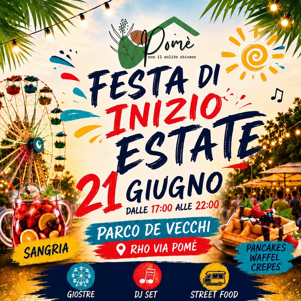 Evento Festa di inizio estate Locandina Festa di inizio estate - domenica 21 giugno ore 17:00 - 19:00