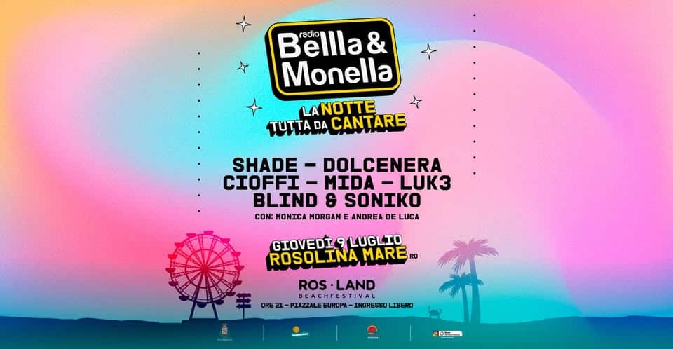 Evento Radio Bellla&Monella – La Notte tutta da Cantare – Rosland Piazzale Europa – Rosolina Mare RO Locandina Radio Bellla&Monella – La Notte tutta da Cantare – Rosland Piazzale Europa – Rosolina Mare RO - giovedì 9 luglio ore 21:00 - 23:00
