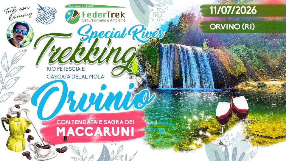 Evento Special River Trek Tuffi nella Cascata della Mola Festa BBQ & Karaoke Notte stellata in Tenda Locandina Special River Trek Tuffi nella Cascata della Mola Festa BBQ & Karaoke Notte stellata in Tenda - sabato 11 luglio ore 09:30 - 11:30