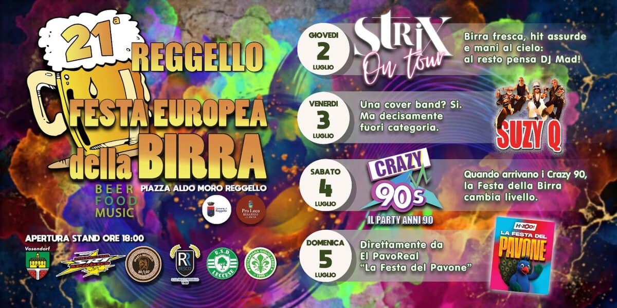 Evento Festa Europea Della Birra – Reggello Locandina Festa Europea Della Birra – Reggello - giovedì 2 luglio ore 18:00 - 20:00
