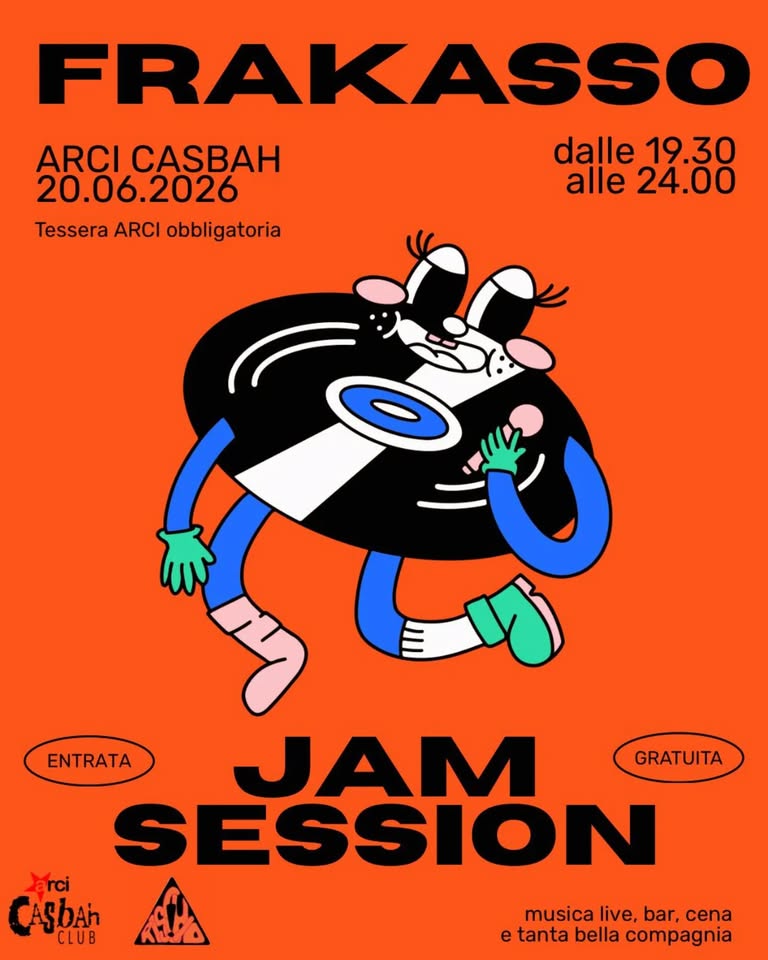 Evento Jam Session FRAKASSO – Casbah x Progetto R.I.S.C.H.I.O. Locandina Jam Session FRAKASSO – Casbah x Progetto R.I.S.C.H.I.O. - sabato 20 giugno ore 19:30 - 21:30