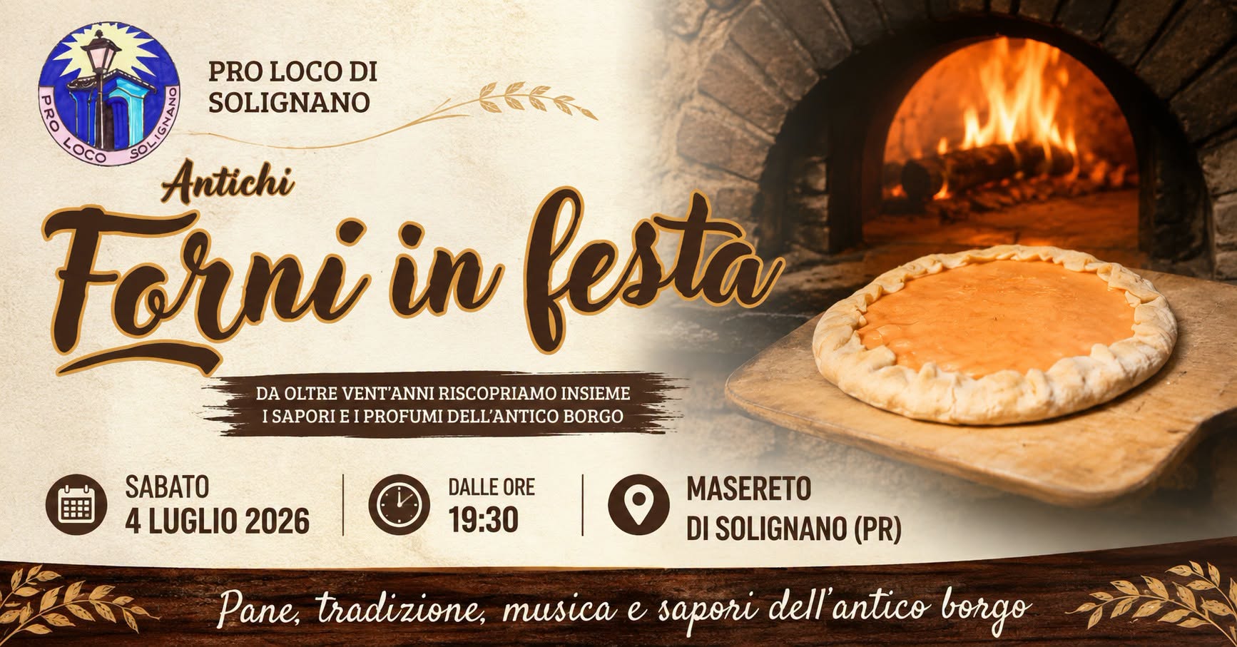 Evento Antichi Forni in Festa 2026 Locandina Antichi Forni in Festa 2026 - sabato 4 luglio ore 19:30 - 21:30