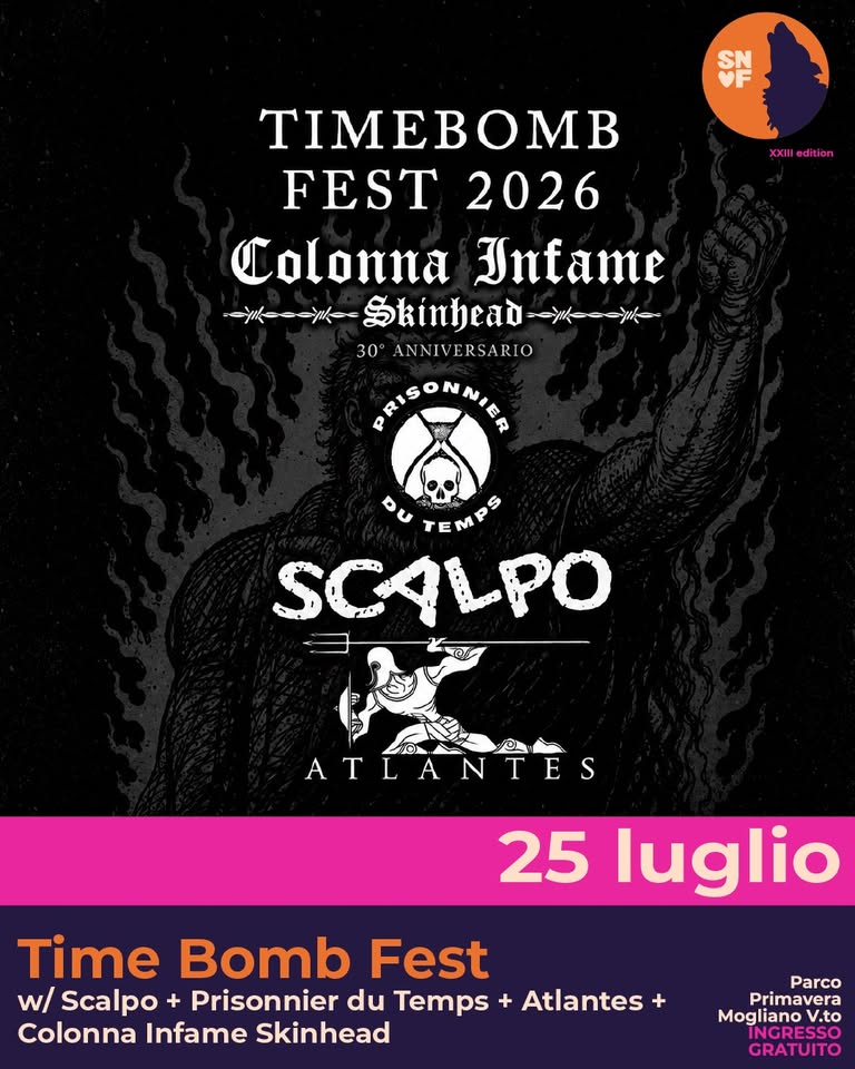 Evento Time Bomb Fest live – SNLF 2026 Locandina Time Bomb Fest live – SNLF 2026 - sabato 25 luglio ore 20:30 - 22:30