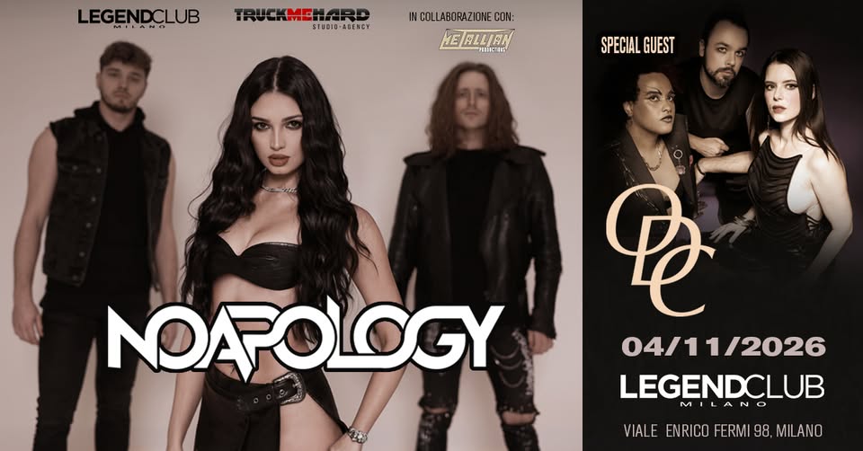 Evento Noapology ODC 04/11/2026 – Legend Club di Milano Locandina Noapology ODC 04/11/2026 – Legend Club di Milano - mercoledì 4 novembre ore 20:30 - 22:30