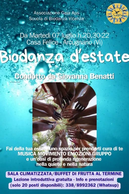 Evento Per – corso Biodanza d’estate a Casa Felice con Giovanna Benatti Locandina Per – corso Biodanza d’estate a Casa Felice con Giovanna Benatti - martedì 7 luglio ore 20:30 - 22:30