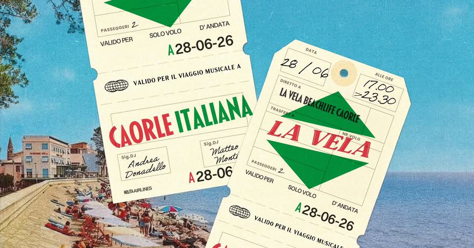 Evento CAORLE ITALIANA IT Domenica 28 Giugno – La Vela Beach Life Locandina CAORLE ITALIANA IT Domenica 28 Giugno – La Vela Beach Life - domenica 28 giugno ore 17:00 - 19:00