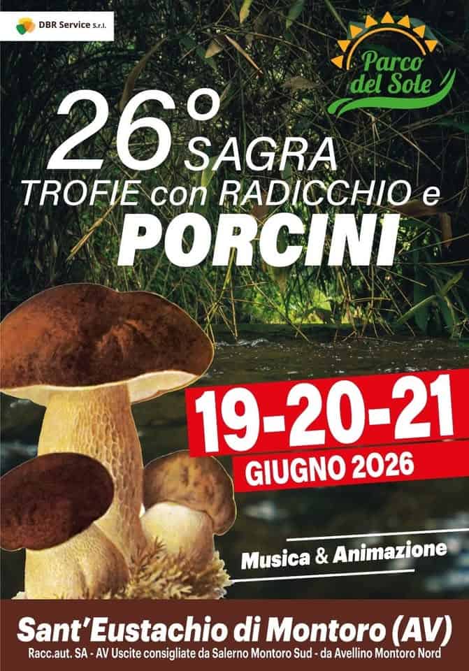 Evento 26a Sagra Trofie con Radicchio e Porcini Locandina 26a Sagra Trofie con Radicchio e Porcini - da venerdì 19 giugno - domenica 21 giugno 2026 ore 17:00 ore 23:00