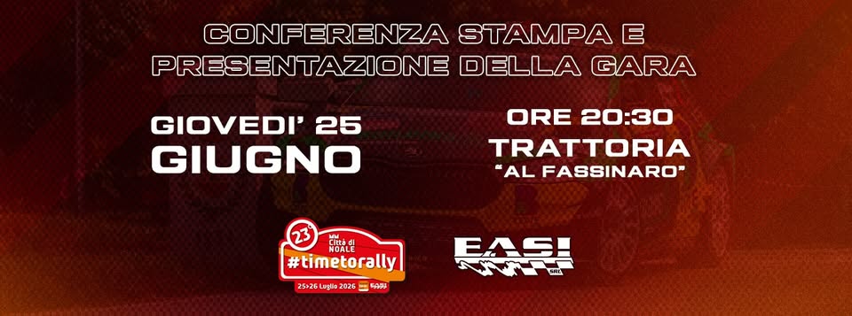 Evento Presentazione Ufficiale 23° TIMETORALLY – Città di Noale Locandina Presentazione Ufficiale 23° TIMETORALLY – Città di Noale - giovedì 25 giugno ore 20:30 - 22:30