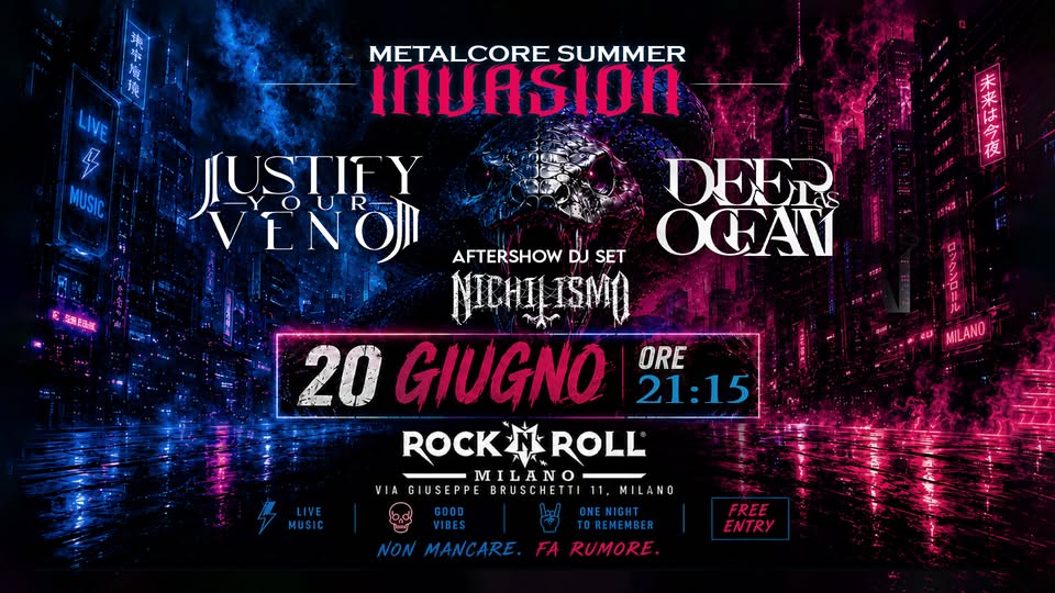 Evento Metalcore Summer Invasion Locandina Metalcore Summer Invasion - sabato 20 giugno ore 21:15 - 23:15