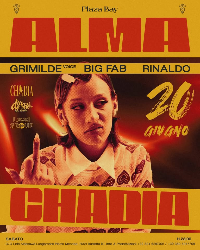 Evento Chadia Rodriguez – Demodè on Tour – Plaza, Barletta (BAT) Locandina Chadia Rodriguez – Demodè on Tour – Plaza, Barletta (BAT) - sabato 20 giugno ore 23:00 - 01:00