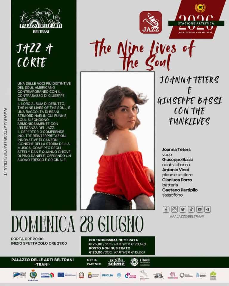 Evento Jazz A Corte The Nine Lives Of The Soul Locandina Jazz A Corte The Nine Lives Of The Soul - domenica 28 giugno ore 21:00 - 23:00
