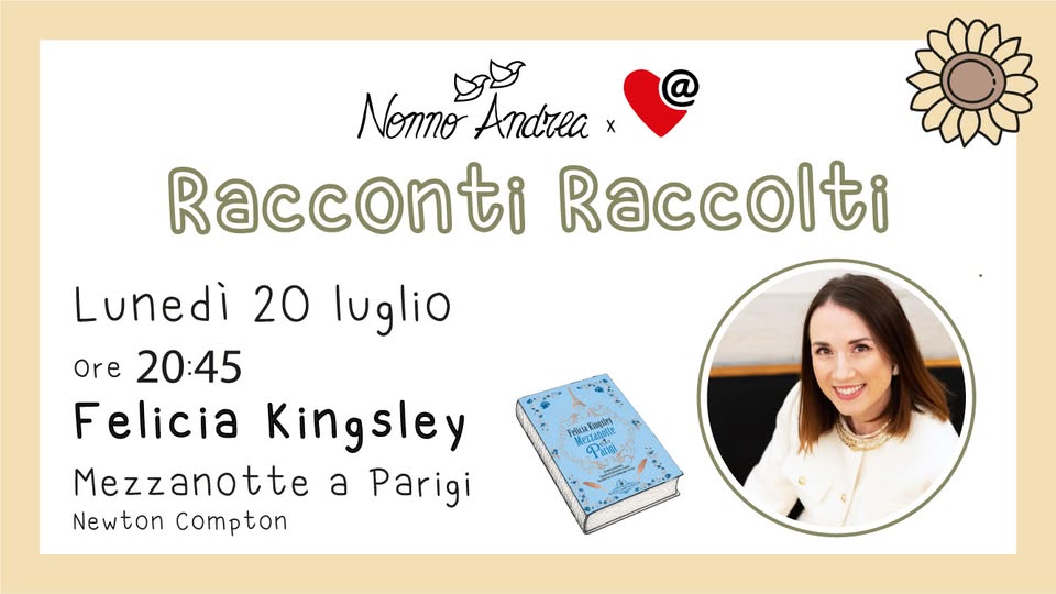 Evento Felicia KINGSLEY Racconti Raccolti 2026 Locandina Felicia KINGSLEY Racconti Raccolti 2026 - lunedì 20 luglio ore 20:45 - 22:30